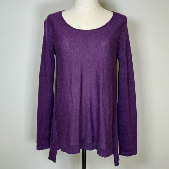 Eileen Fisher African Violet Purple Tencel Alpaca Wool Sweater Womens Size 2P-4P - Picture 1 of 9